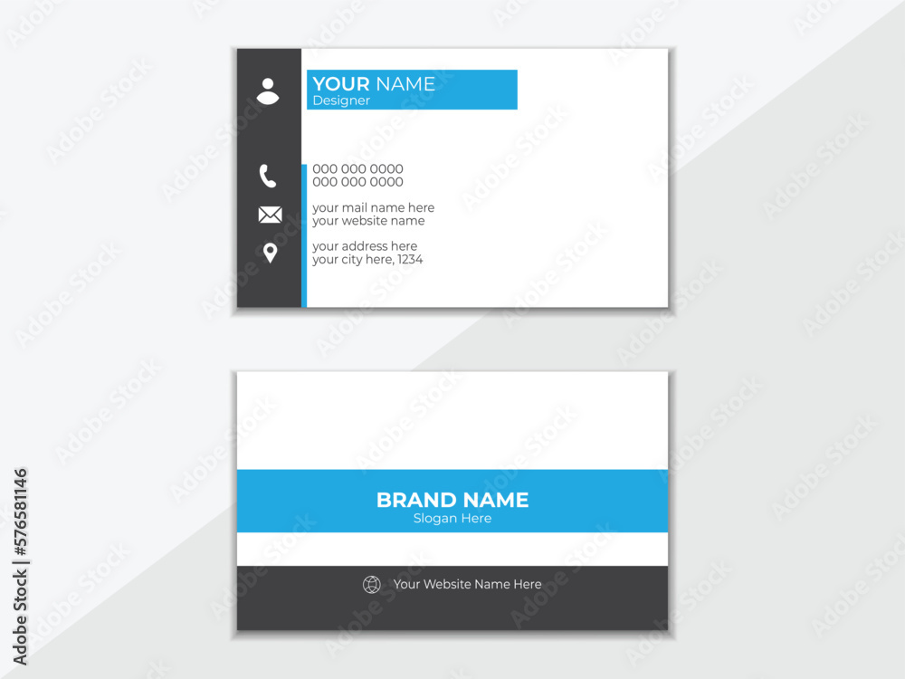 Business card design template, corporate style. Vector illustration, modern creative business card horizontal simple clean template vector design, layout in rectangle size.
Business card design template, corporate style. Vector illustration, modern creative business card horizontal simple clean template vector design, layout in rectangle size.