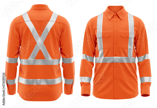 Hi-Vis Work Shirt for Men- Long Sleeves, superb Uniforms & Workwear orange