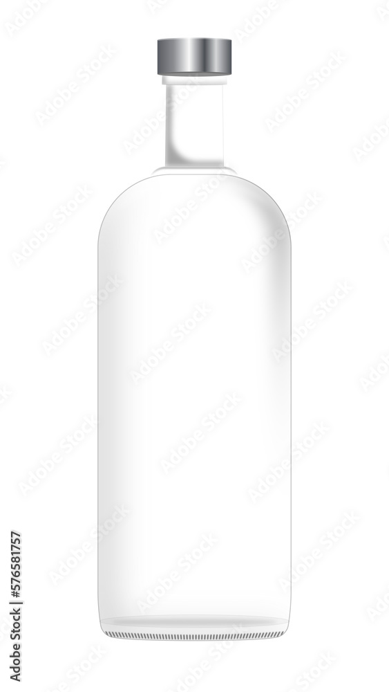 Vodka Bottle alcohol drink mock up on White transparent background 
