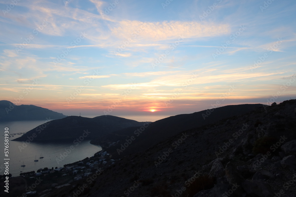 kalymnos island sunset greece europe background 
