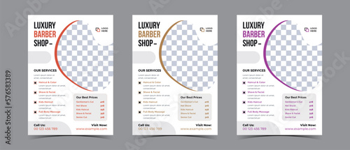 Flyer template design for barber shop business and spa business
