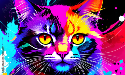 Psychedelic Cat's Abstract Beauty