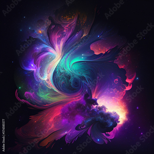 Colorful Nebula Aurora Galaxy created with Generative AI Technology