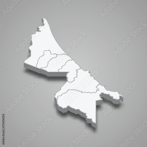 3d isometric map of Limon is a province of Costa Rica