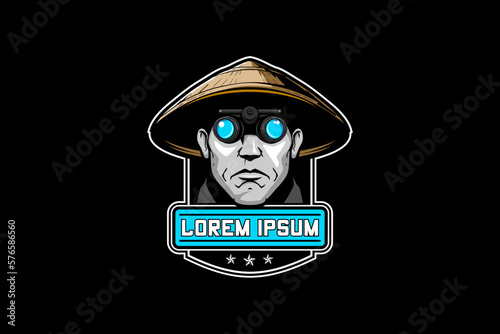 soldier in rice hat with night vision goggles military head vector