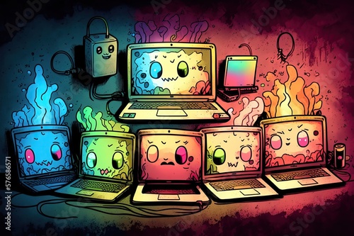 Workplace Doodles graphic artistic design illustration. Creative art background. Generative AI