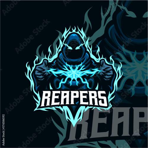 Reaper masscot logo illustration premium vector