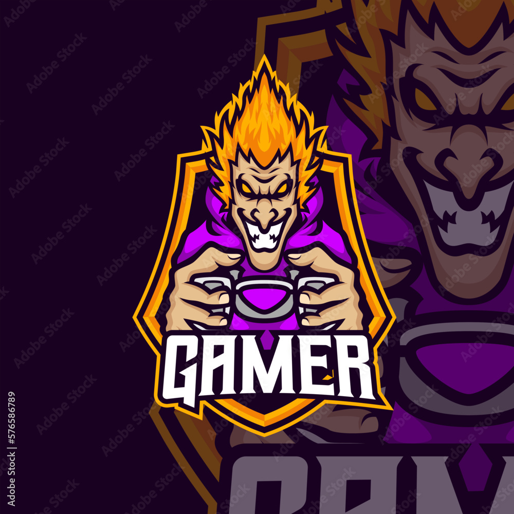 Gamer masscot logo illustration premium vector