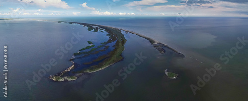 Danube Delta. Aerial view over a beautiful nature landscape from Danube Delta and Sacalin Island in Romania, a unique place in Europe next to Black Sea. photo