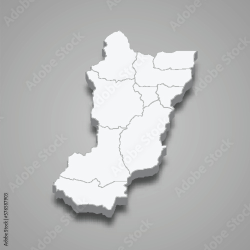 3d isometric map of Zamora Chinchipe is a province of Ecuador