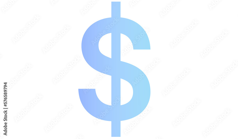 Dollar - $ - font symbol - blue color  - png file - with a transparent background for designer use.  Isolated from the front.  ideal for website, email, presentation, advertisement, image
