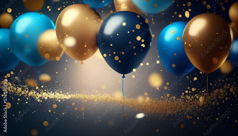 Realistic Festive background with golden and blue. Generative AI Realistic Festive background with golden and blue. Generative AI