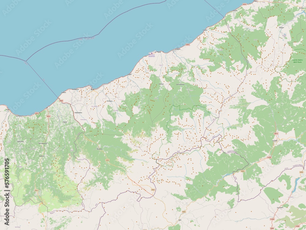 Fototapeta premium Rize, Turkiye. OSM. No legend