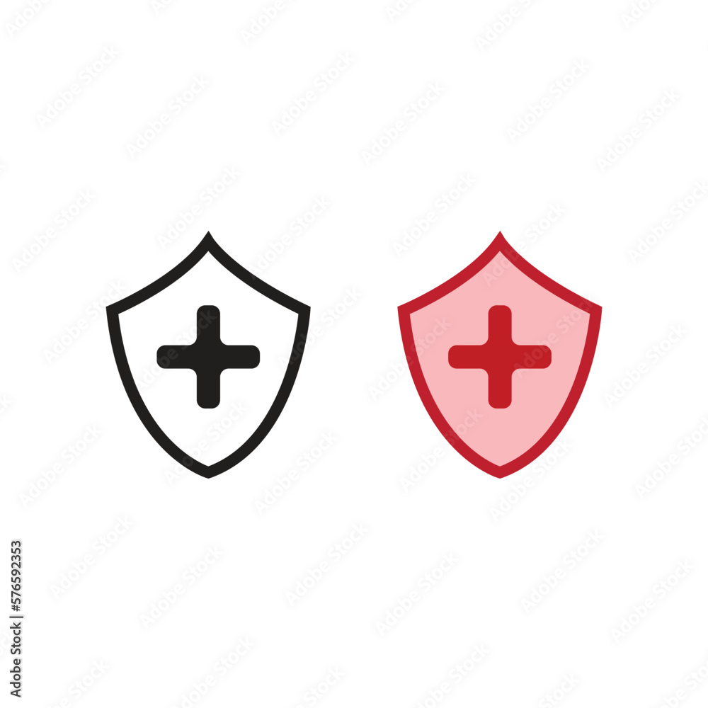 medical shield logo icon illustration colorful and outline