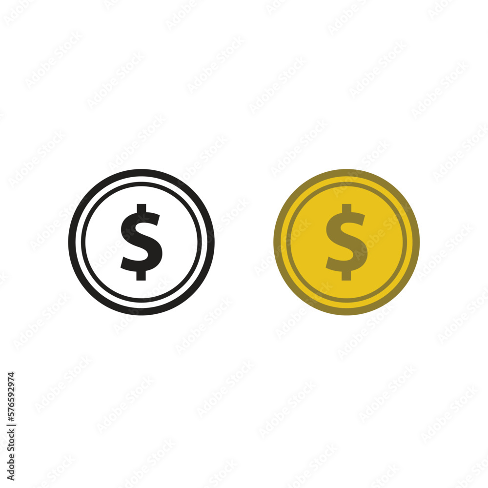 money dollar coin logo icon illustration colorful and outline money dollar coin logo icon illustration colorful and outline