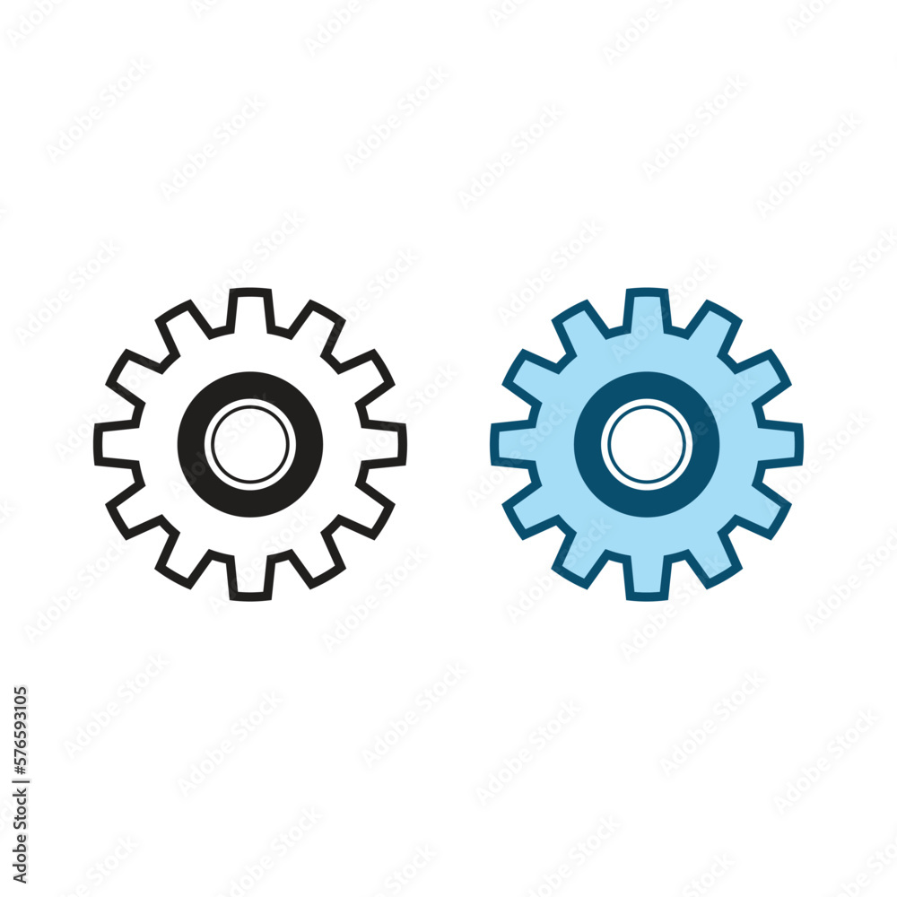 gear logo icon illustration colorful and outline
