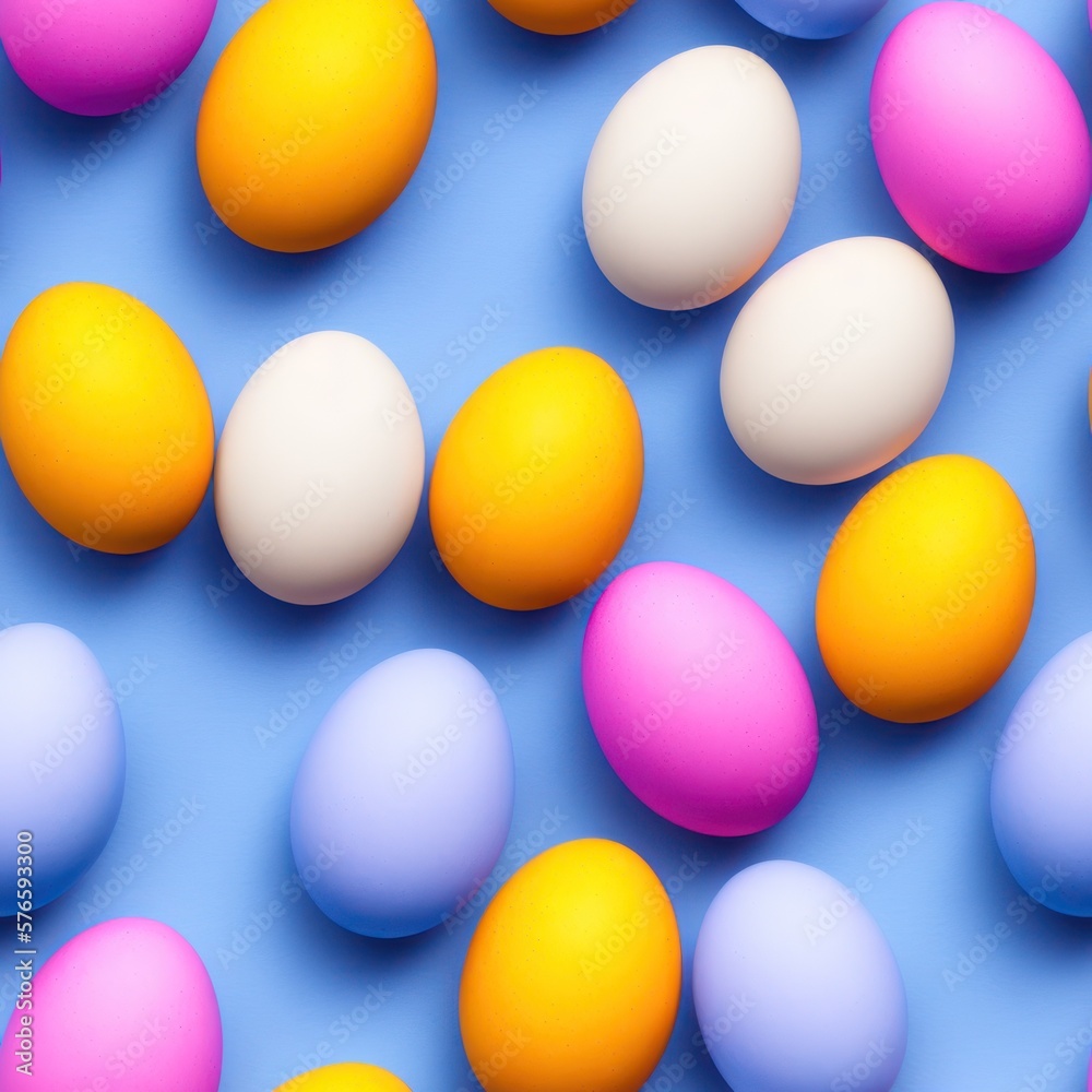 Easter eggs seamless background in pale colors, generative ai Easter eggs seamless background in pale colors, generative ai