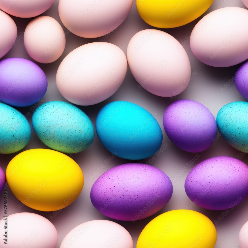Easter eggs seamless background in pale colors, generative ai Easter eggs seamless background in pale colors, generative ai
