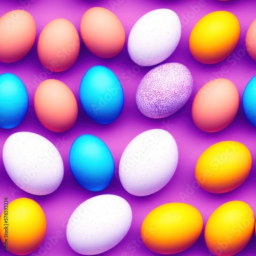 Easter eggs seamless background in pale colors  generative ai