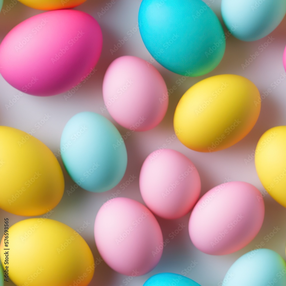 Easter eggs seamless background in pale colors, generative ai Easter eggs seamless background in pale colors, generative ai