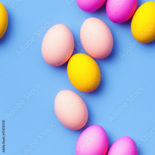 Easter eggs seamless background in pale colors  generative ai