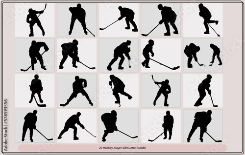 Hockey players silhouettes,Vector silhouettes hockey players,Ice hockey players silhouettes set 