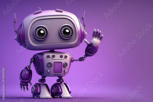 Cute robot saying hello,ai generated © Veronica