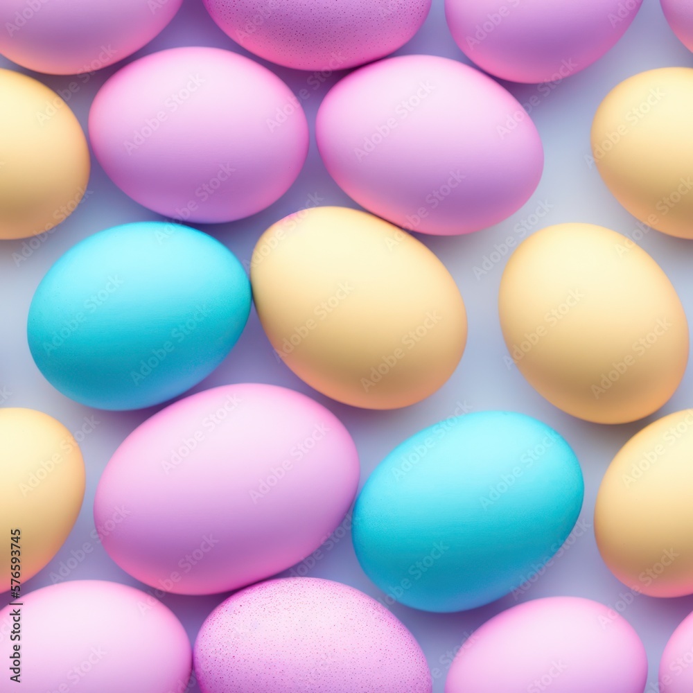 Easter eggs seamless background in pale colors, generative ai Easter eggs seamless background in pale colors, generative ai