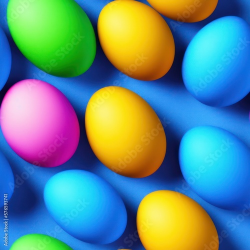Easter eggs seamless background in pale colors, generative ai © viperagp