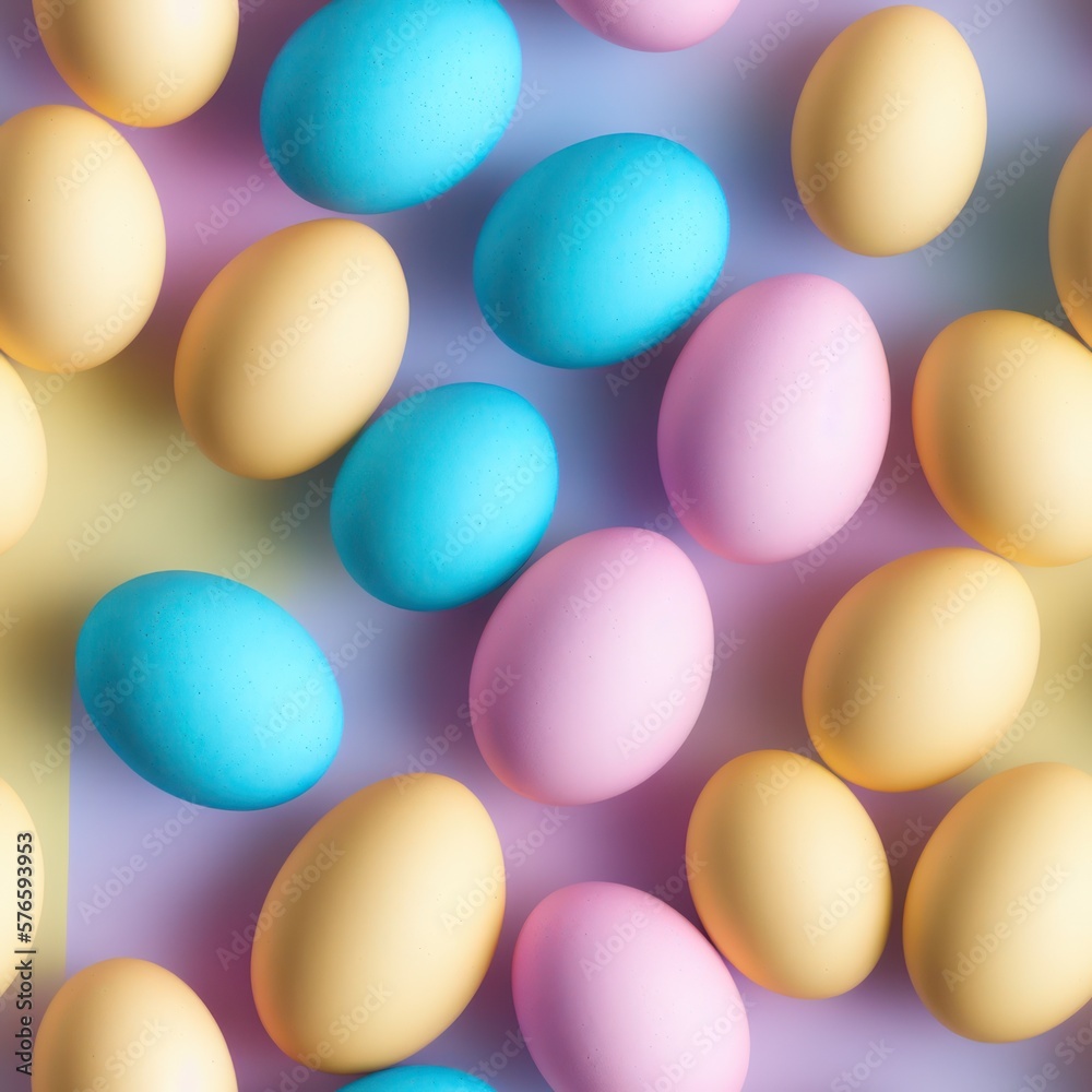 Easter eggs seamless background in pale colors, generative ai Easter eggs seamless background in pale colors, generative ai