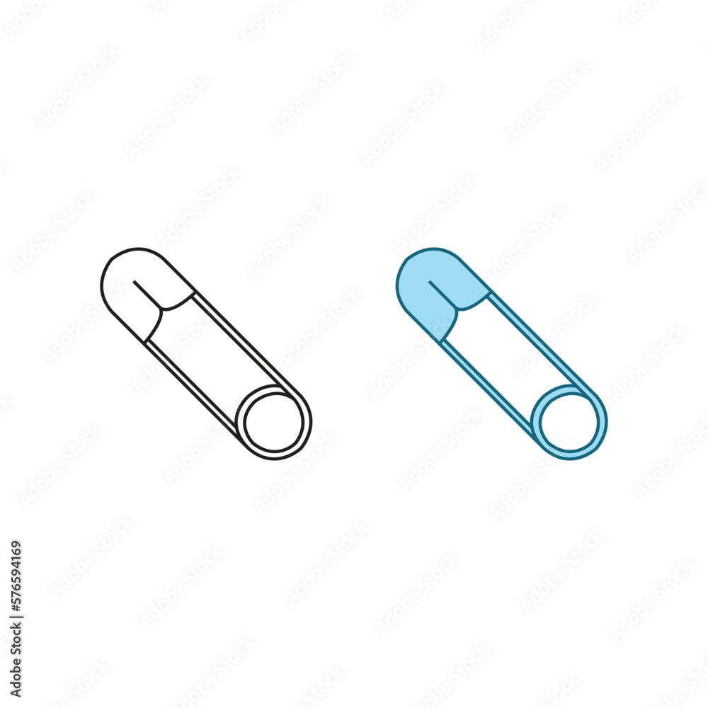 Fototapeta premium safety pin logo icon illustration colorful and outline