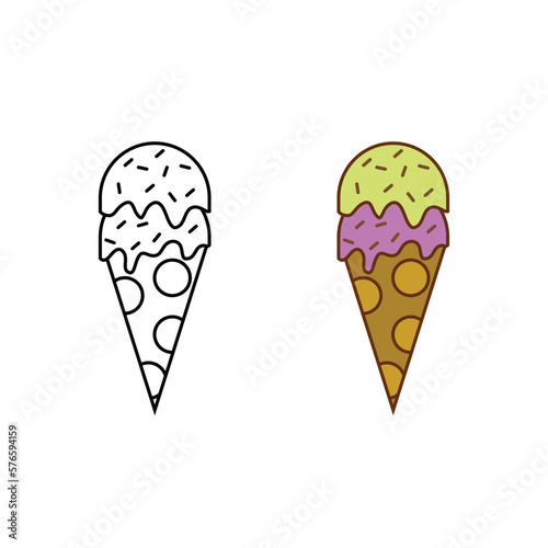 ice cream logo icon illustration colorful and outline