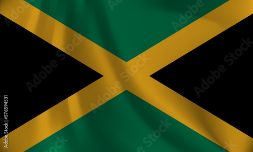 Flag of Jamaica, with a wavy effect due to the wind.