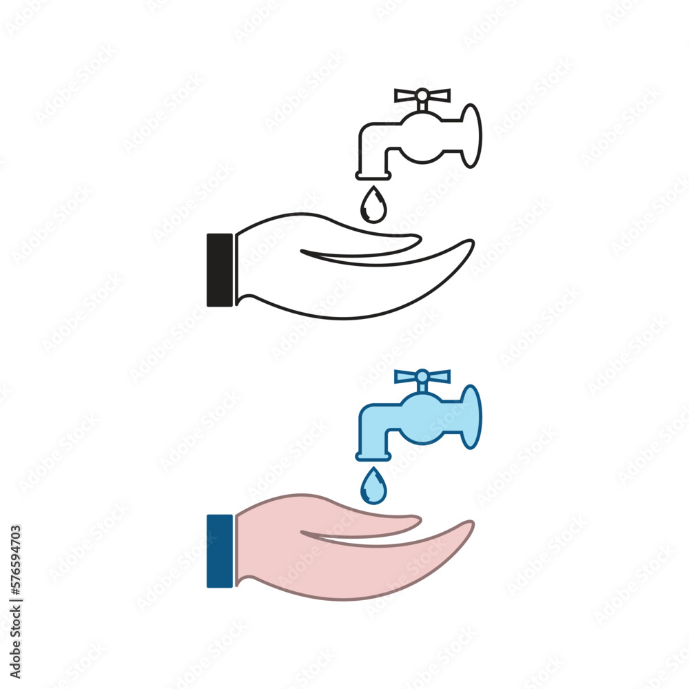 hand wash logo icon illustration colorful and outline