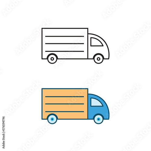 delivery car logo icon illustration colorful and outline