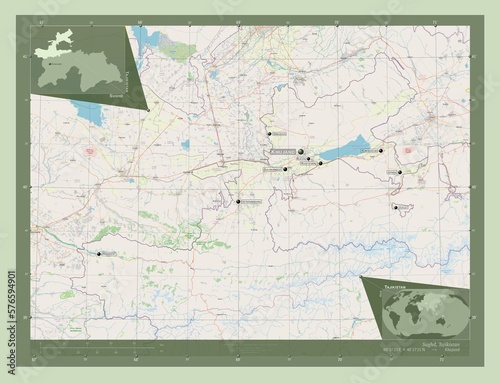 Sughd, Tajikistan. OSM. Labelled points of cities photo