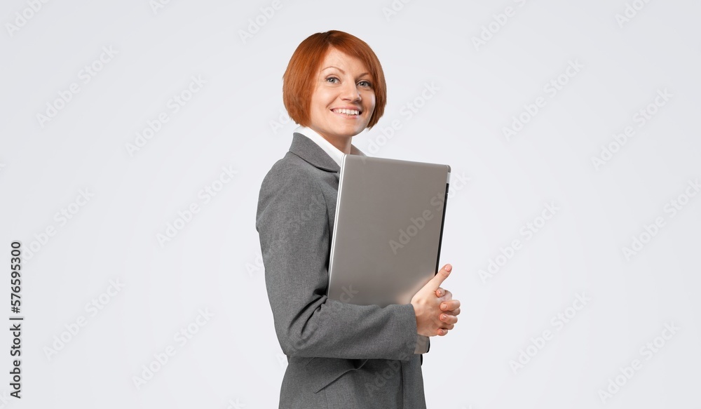Young smart business woman worker with laptop Young smart business woman worker with laptop