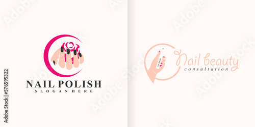 Beauty nail salon logo illustration collection