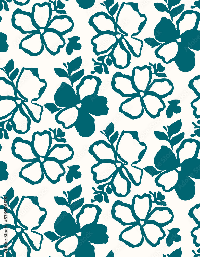 Fototapeta premium Seamless geometric square flowers pattern.