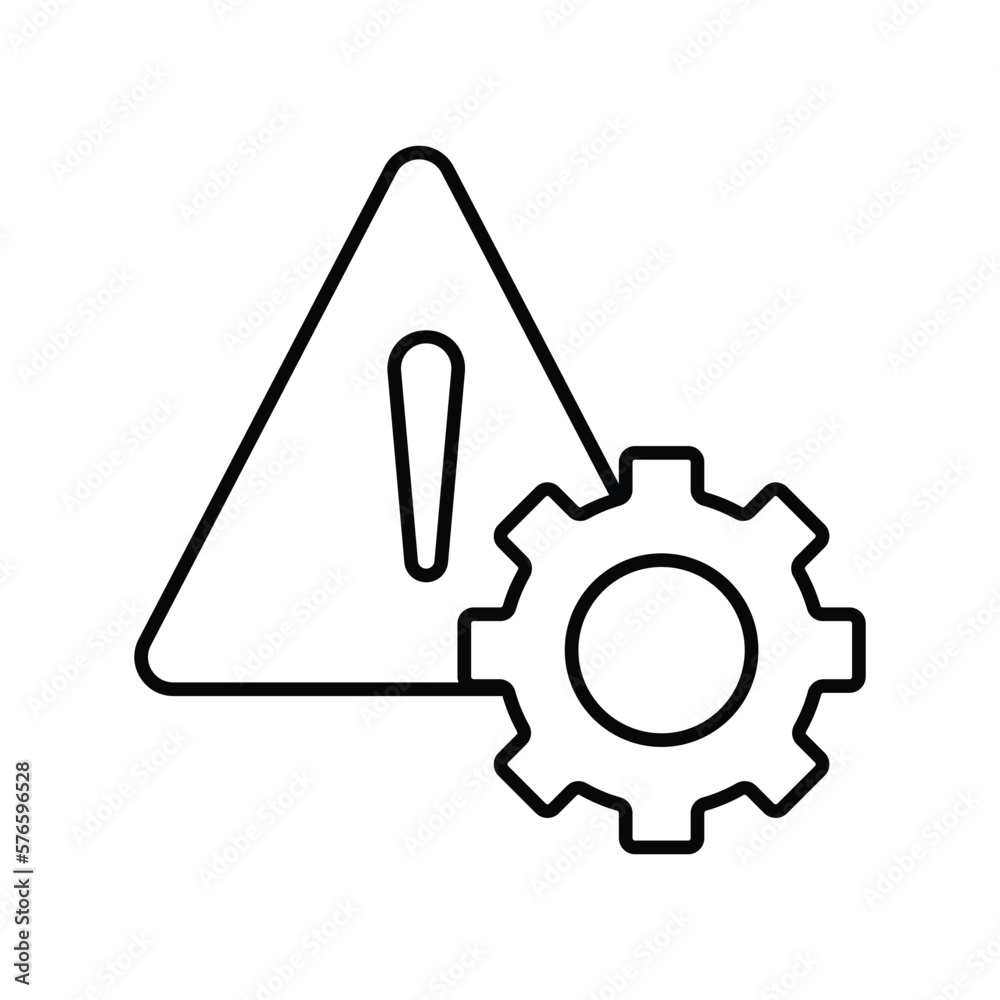 Warning icon with gear. icon related to tool. outline icon style. Simple vector design editable Warning icon with gear. icon related to tool. outline icon style. Simple vector design editable