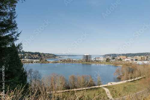 Landscape at the Puget Sound in Olympia  the Capital City of Washington