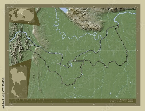 Nong Khai, Thailand. Labelled points of cities photo