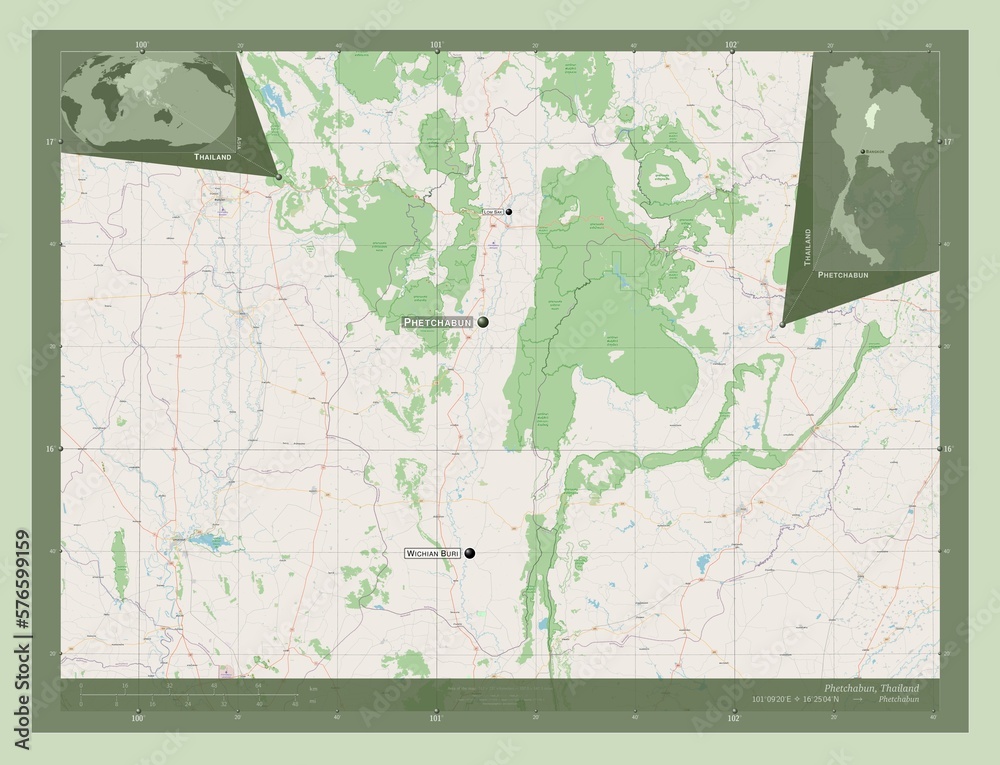 Phetchabun Thailand Osm Labelled Points Of Cities Stock Illustration