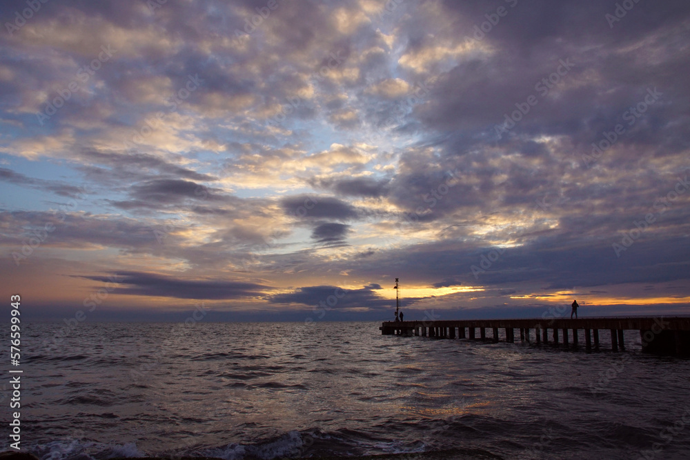 Landscape with clouds sea sky and a bridge in north of tuscany italy Landscape with clouds sea sky and a bridge in north of tuscany italy