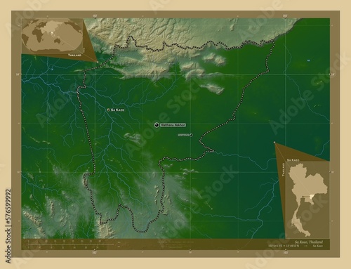 Sa Kaeo, Thailand. Physical. Labelled points of cities photo