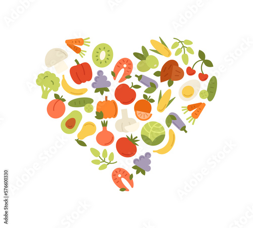 Healthy food in shape of heart