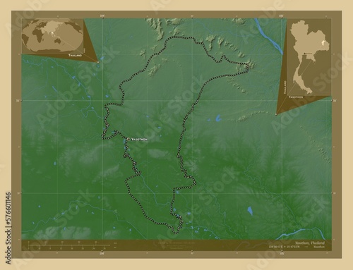 Yasothon, Thailand. Physical. Labelled points of cities photo