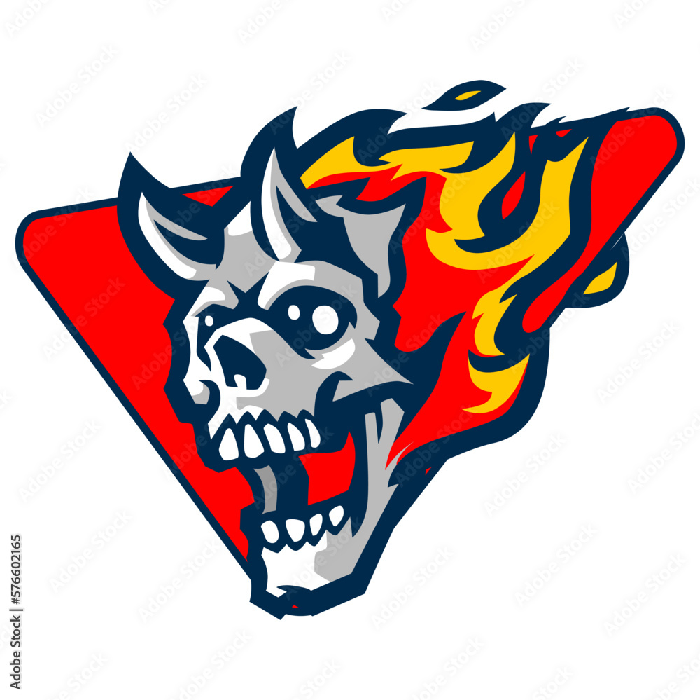 Skull with Burning Hair Mascot
