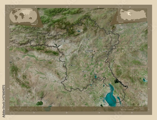 Ankara, Turkiye. High-res satellite. Labelled points of cities photo