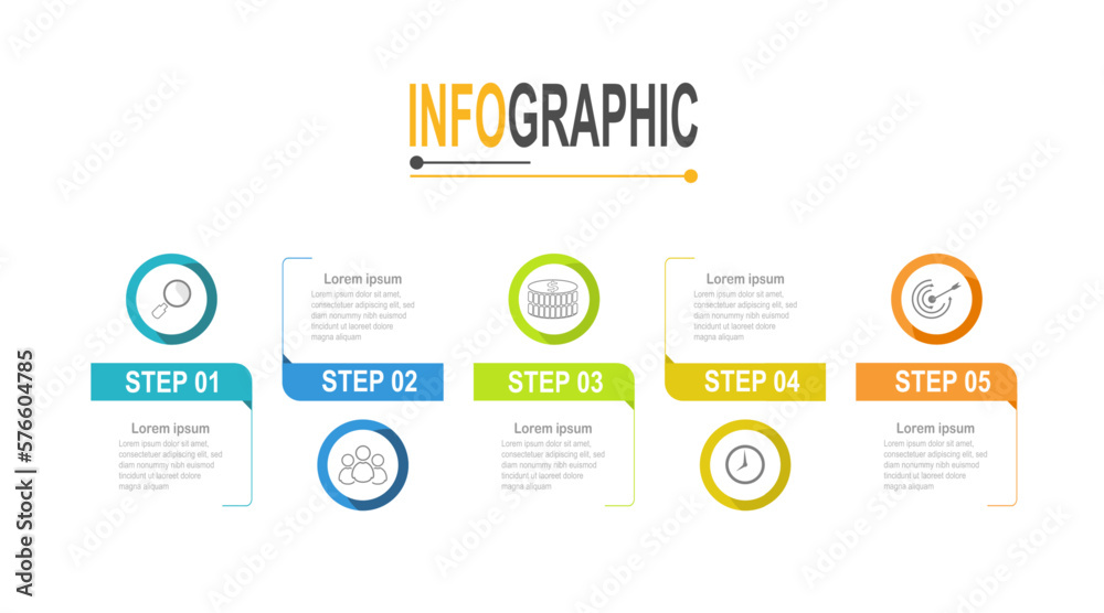 Infographic timeline template 5 steps business data illustration